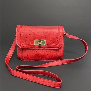 Danielle Nicole Red Crossbody Bag in Faux Ostrich Leather